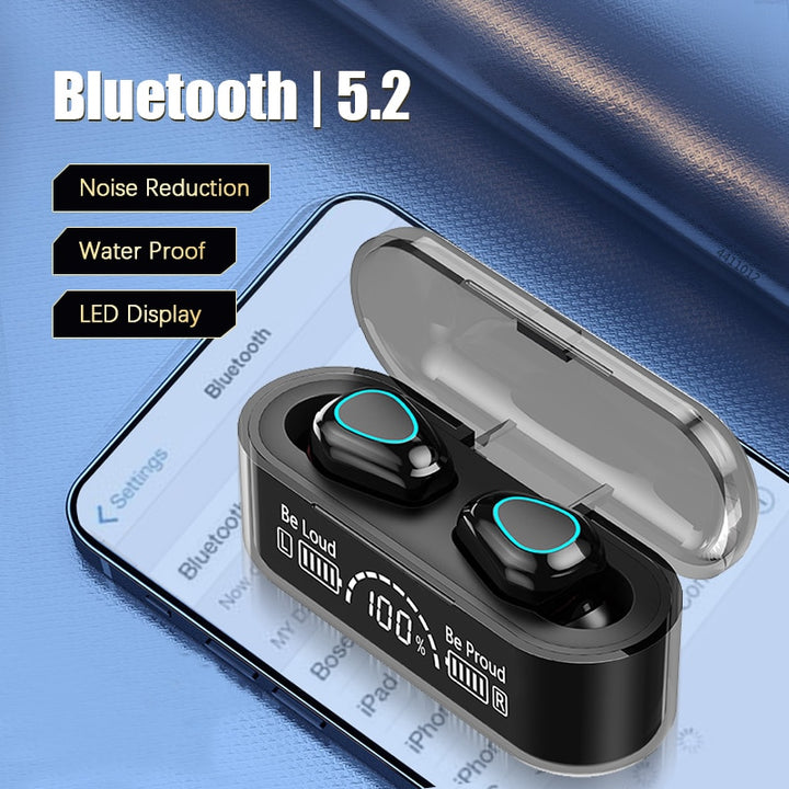 TWS Wireless Bluetooth 5.2 Stereo Sports Waterproof Earphones Blue Sky