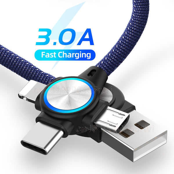 3 in 1 USB Charger Cable Blue Sky