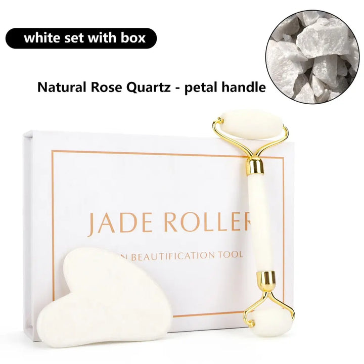 Natural Rose Quartz Jade Roller Blue Sky