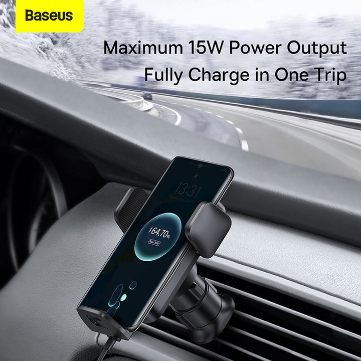 Qi 15W Wireless Car Phone Holder & Charger Blue Sky