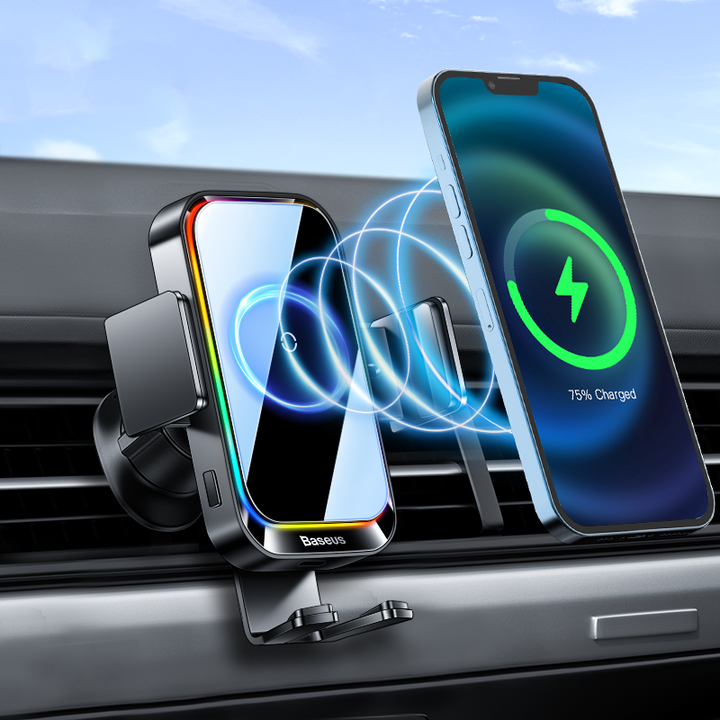 Car Phone Holder & Wireless Charger 15W Blue Sky