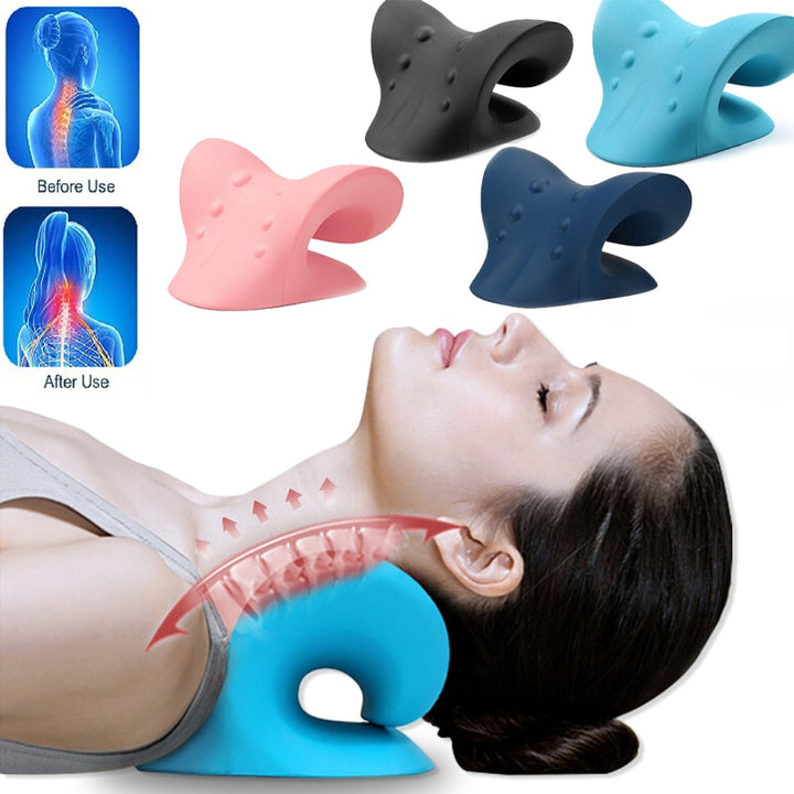 Neck Massager Pillow Cervical Spine Traction Device Blue Sky