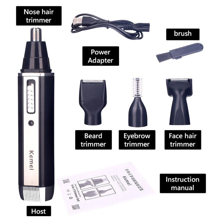 4 in 1 Rechargeable Men Electric Nose Ear Hair Trimmer Blue Sky