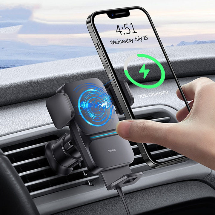 Qi 15W Wireless Car Phone Holder & Charger Blue Sky