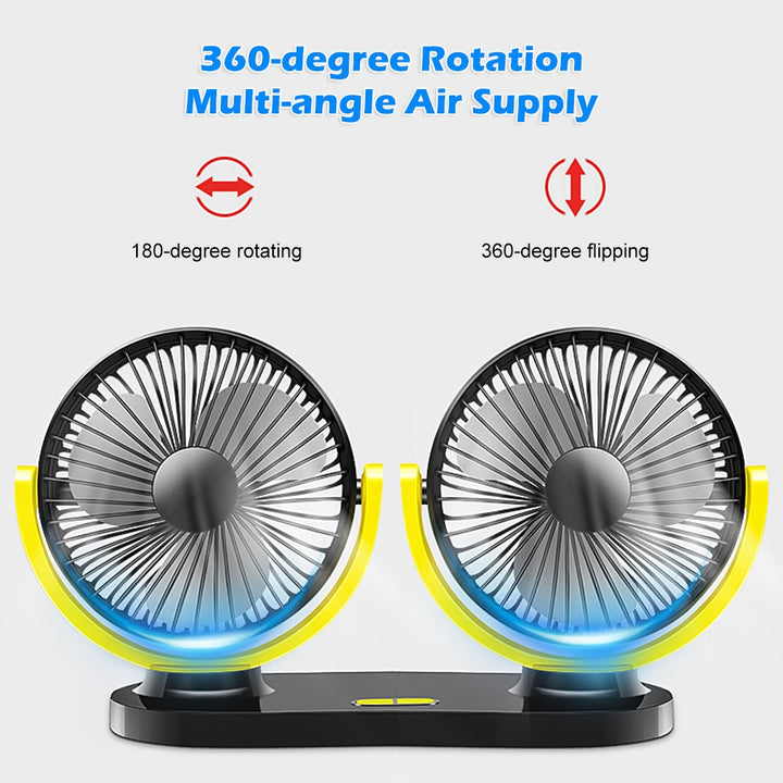 360° Adjustable Dual Head Cooling Air Fan Blue Sky