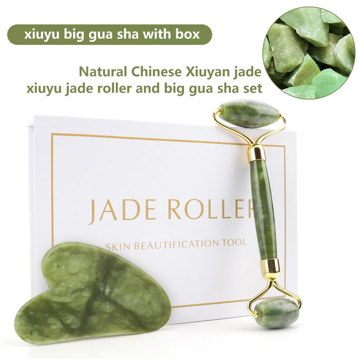 Natural Rose Quartz Jade Roller Blue Sky