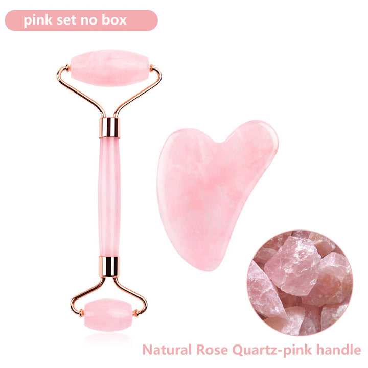 Natural Rose Quartz Jade Roller Blue Sky