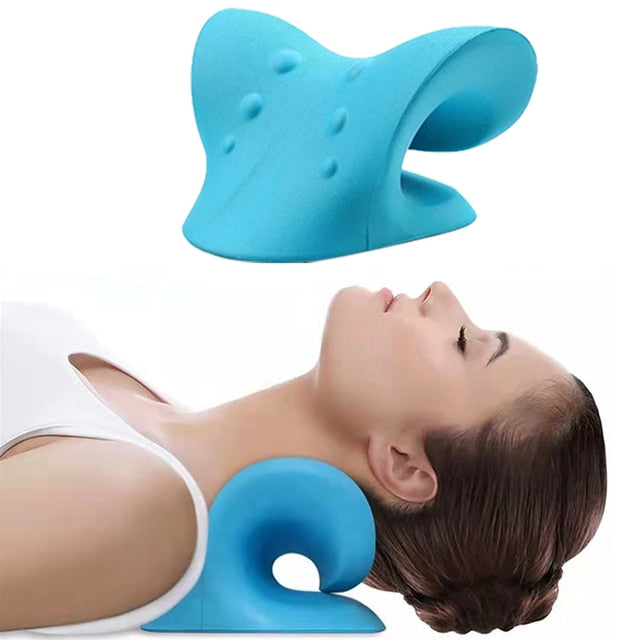 Neck Massager Pillow Cervical Spine Traction Device Blue Sky