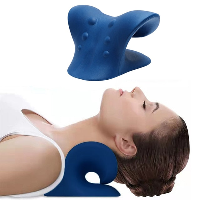 Neck Massager Pillow Cervical Spine Traction Device Blue Sky