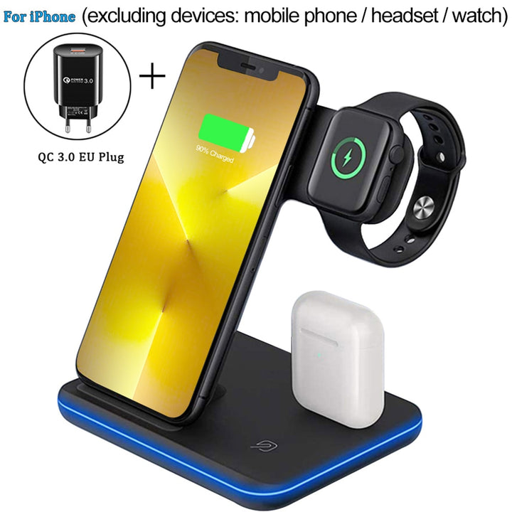 Qi 3 in 1 Wireless Charger Blue Sky