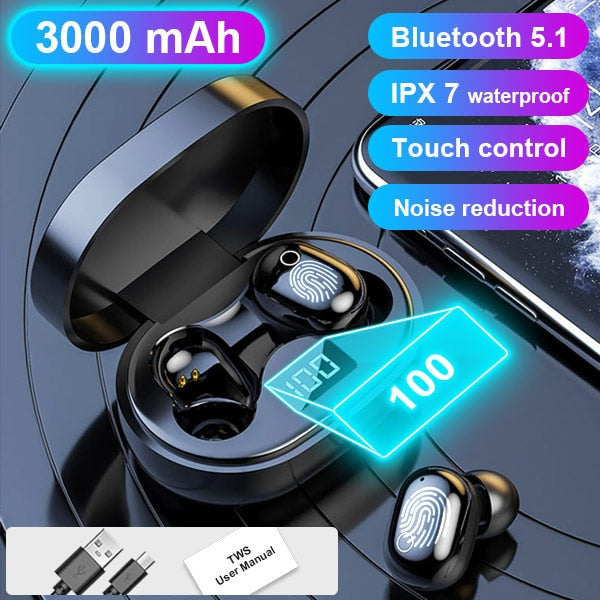 TWS Bluetooth 5.1 Earphones 3500mAh Blue Sky