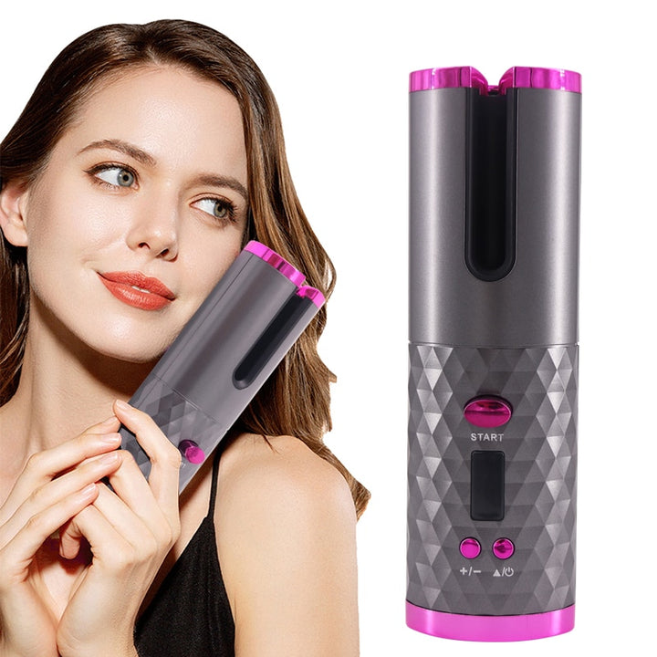 Wireless Auto Rotate Ceramic Hair Curler Blue Sky