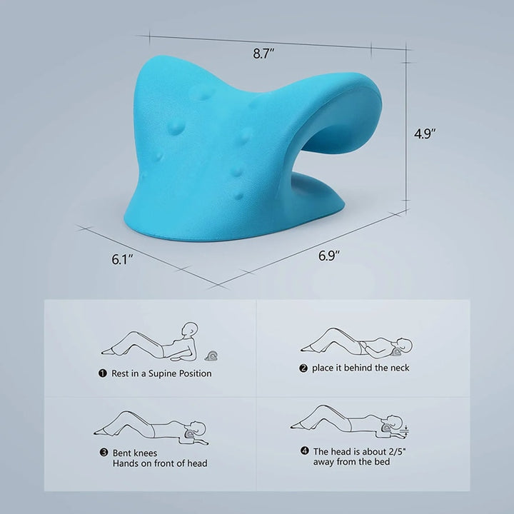 Neck Massager Pillow Cervical Spine Traction Device Blue Sky