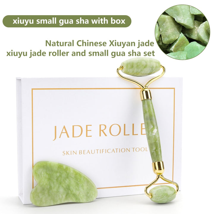 Natural Rose Quartz Jade Roller Blue Sky