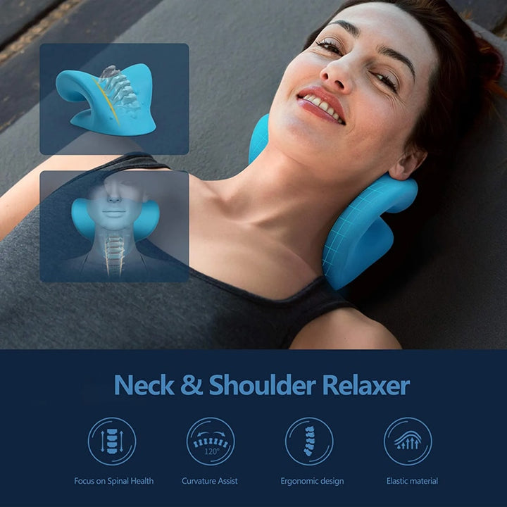 Neck Massager Pillow Cervical Spine Traction Device Blue Sky