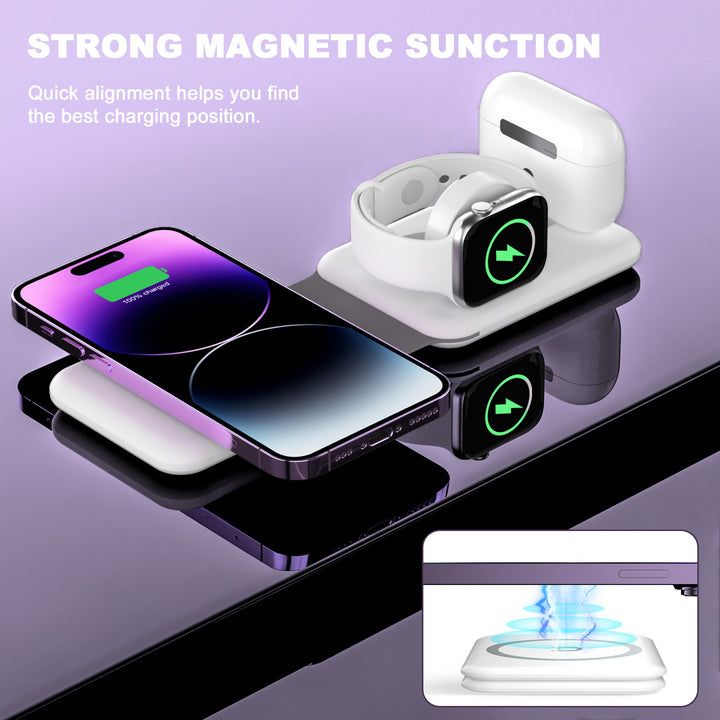 3 in 1 Fast Magnetic Qi Wireless Charger Blue Sky